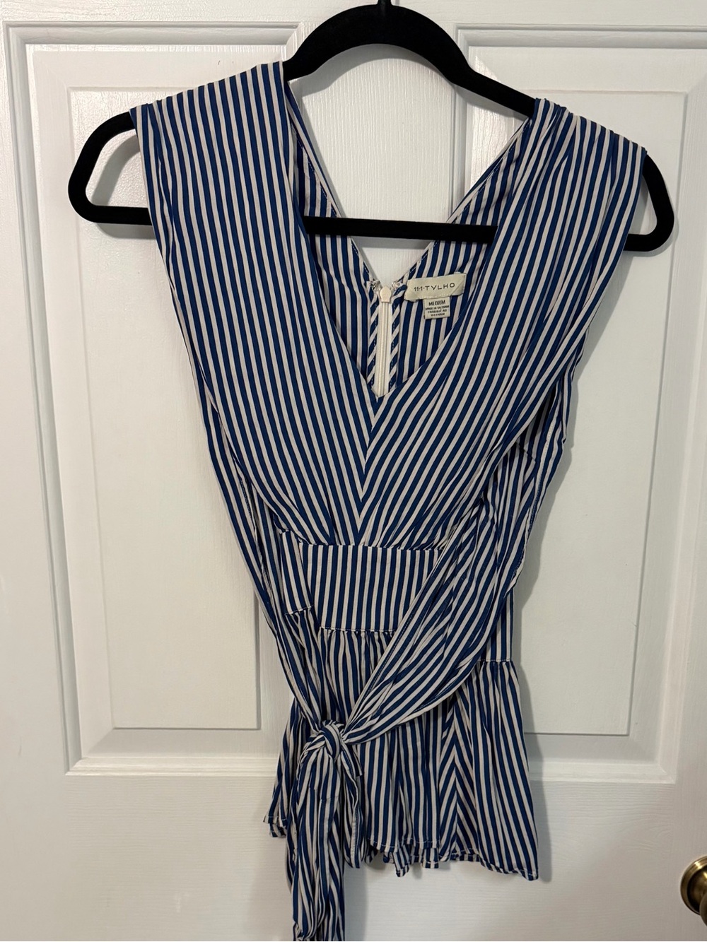 Navy and White Striped Tie-Waist Tank